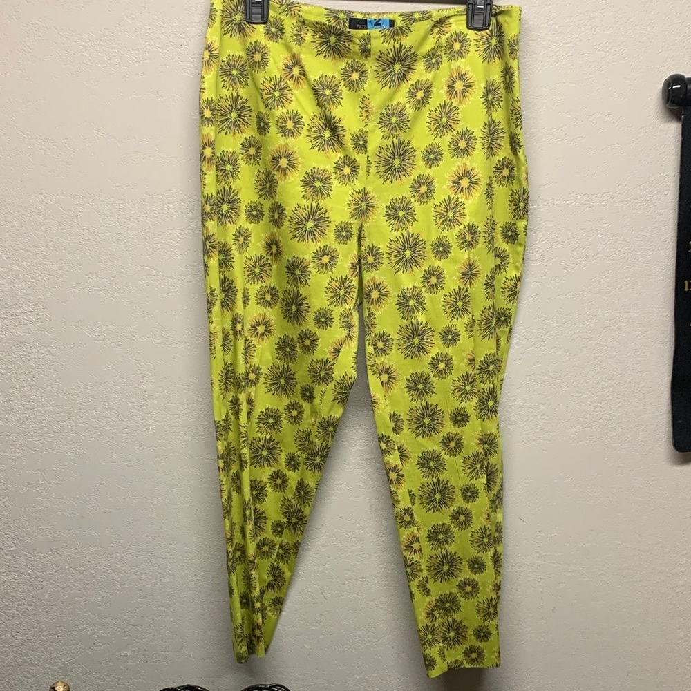 Piazza Sempione Vibrant Green Floral Pants Size 46